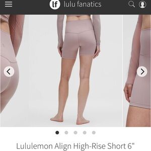 Lululemon Align High-Rise Short 6" Mauve Grey NWT size 6